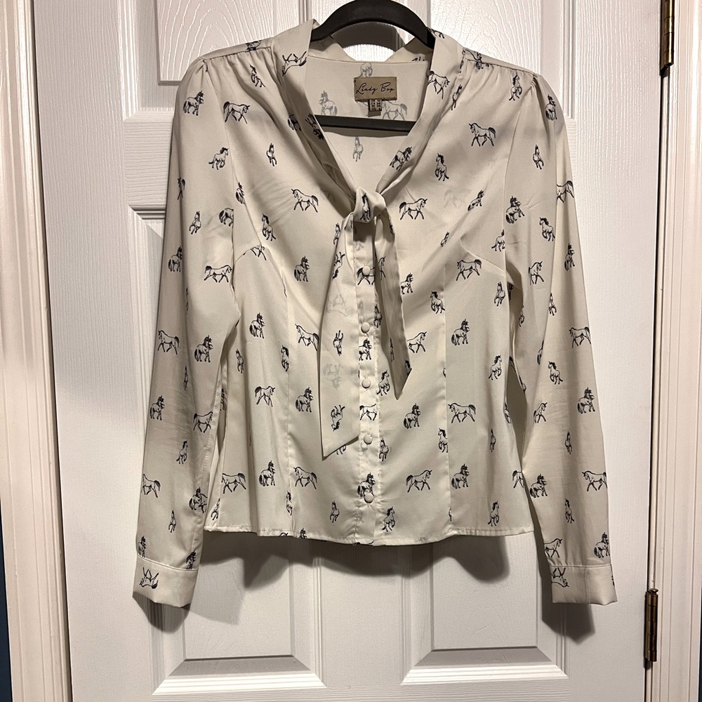 Lindy Bop “Fallon” Vintage Inspired Blouse in Unicorn Print